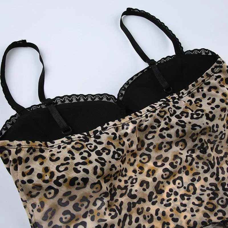 Leopard Print Lace Cami Top