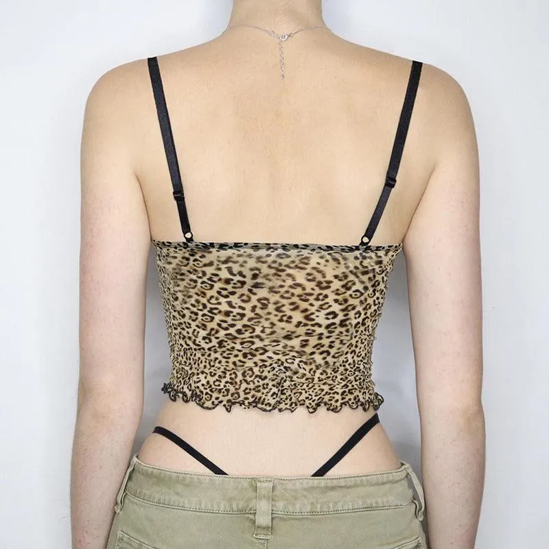 Leopard Print Lace Cami Top