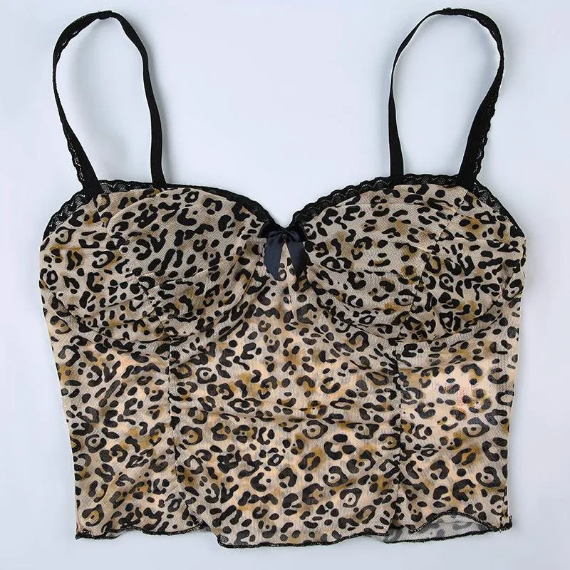 Leopard Print Lace Cami Top