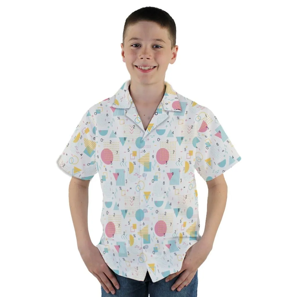 Math Memphis Style White Youth Hawaiian Shirt