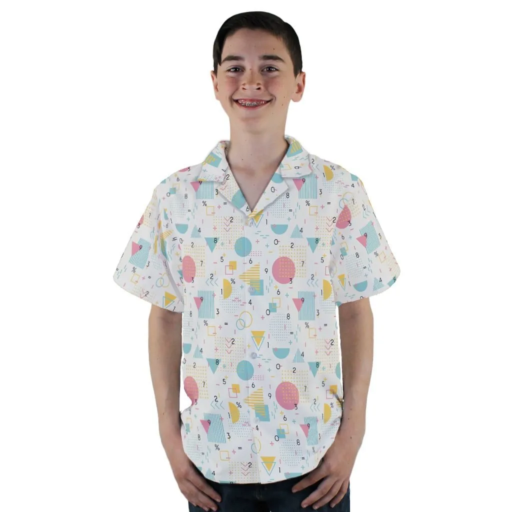 Math Memphis Style White Youth Hawaiian Shirt