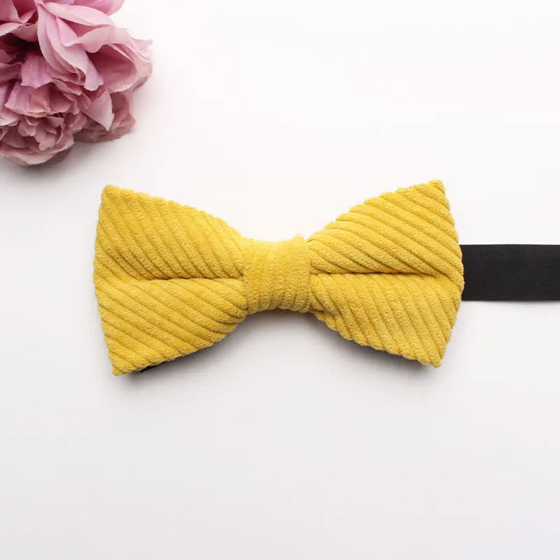 Men's Corduroy Macaron Color Bow Tie