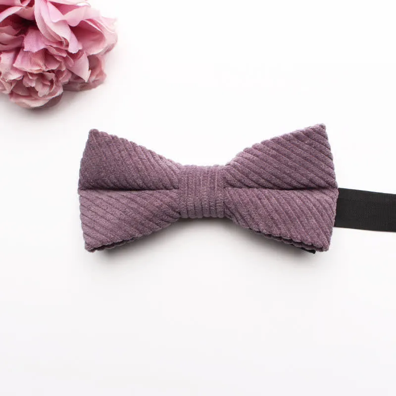 Men's Corduroy Macaron Color Bow Tie