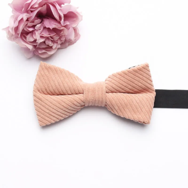 Men's Corduroy Macaron Color Bow Tie