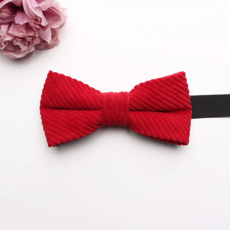 Men's Corduroy Macaron Color Bow Tie