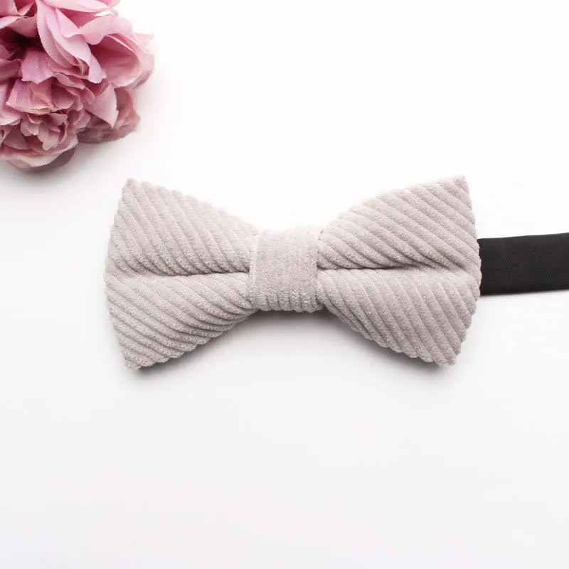 Men's Corduroy Macaron Color Bow Tie