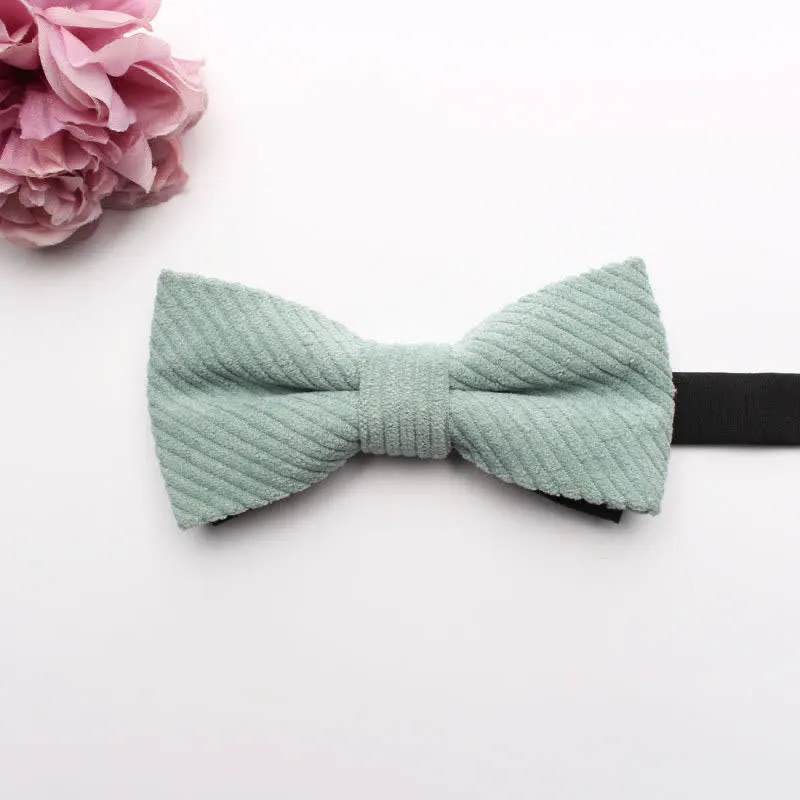 Men's Corduroy Macaron Color Bow Tie