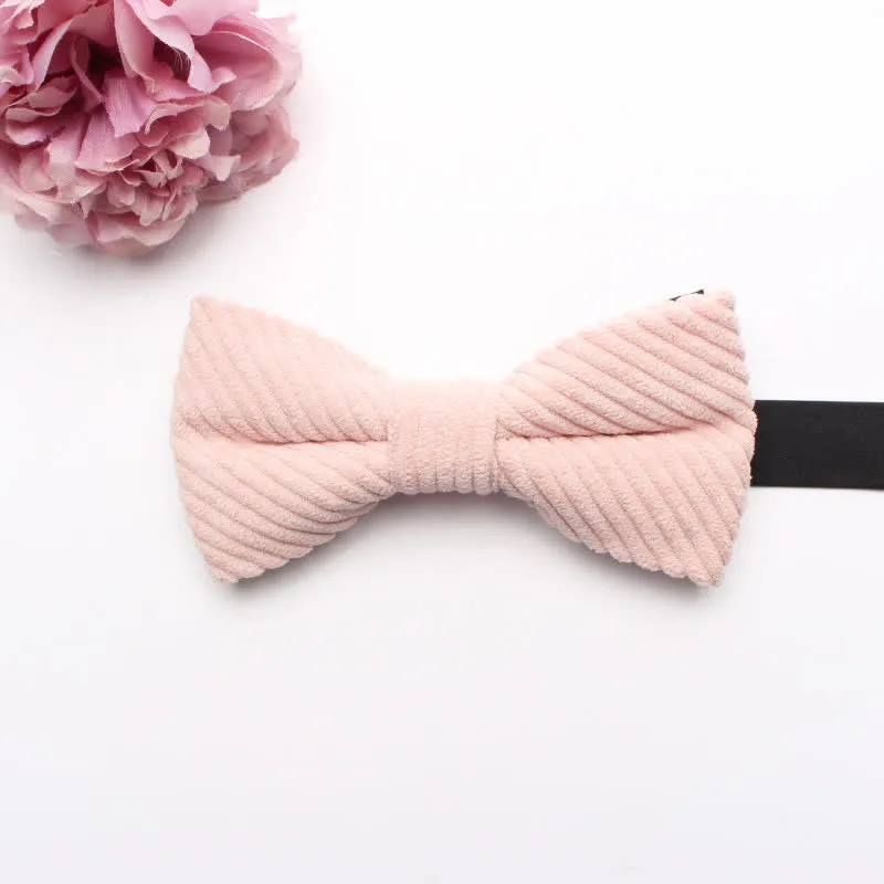 Men's Corduroy Macaron Color Bow Tie