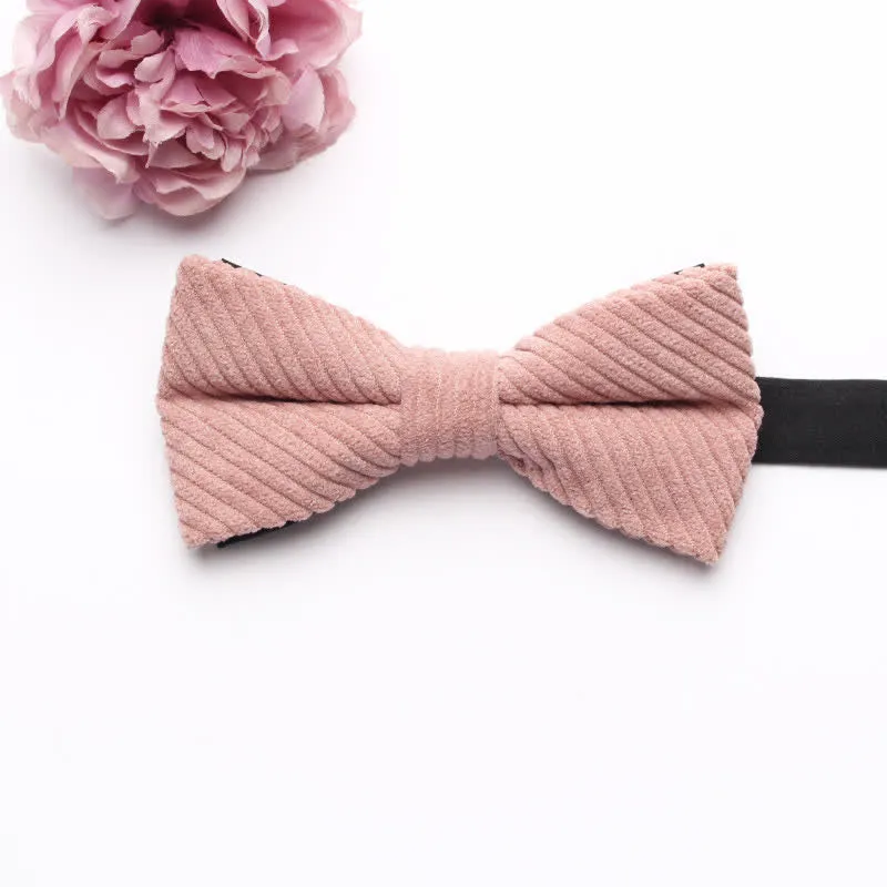 Men's Corduroy Macaron Color Bow Tie