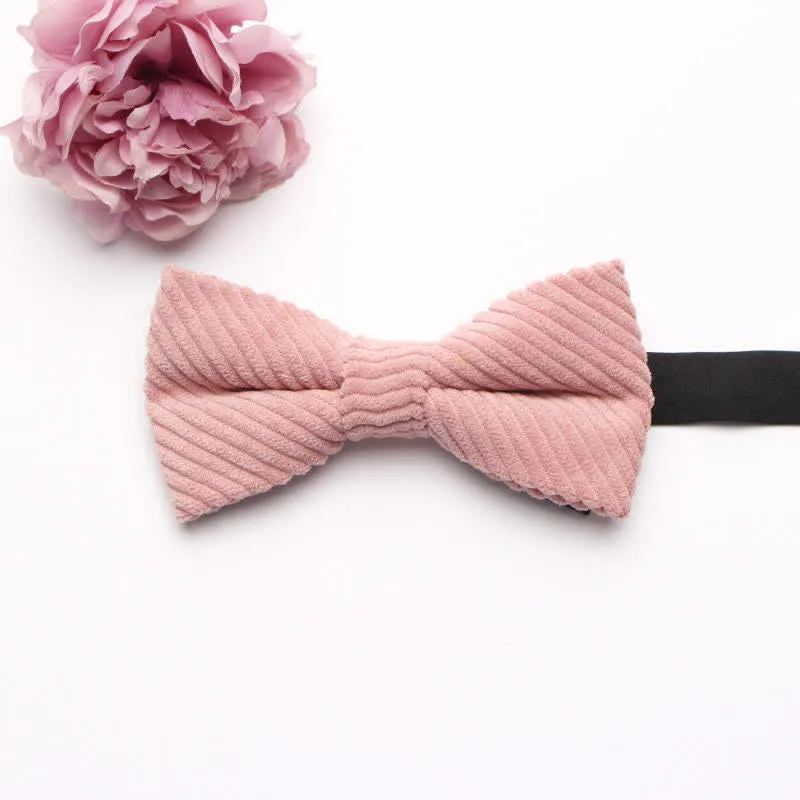 Men's Corduroy Macaron Color Bow Tie