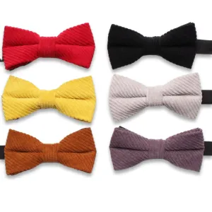 Men's Corduroy Macaron Color Bow Tie