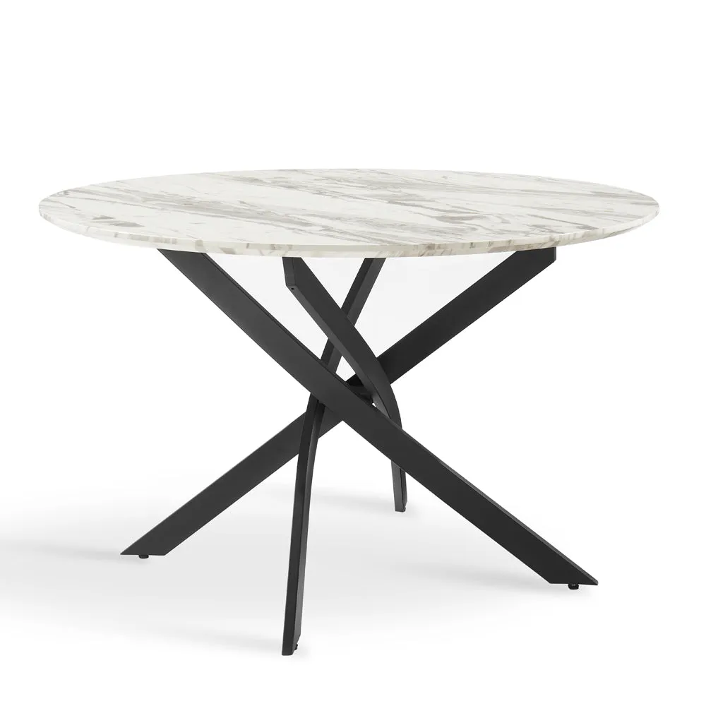 Modena Marble Effect Dining Table & 6 Tiago Chairs, Black Velvet