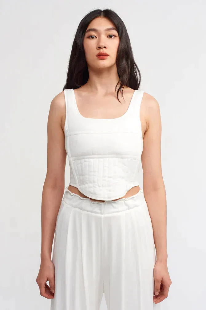 Nu Solid Zip Up Bustier Off White