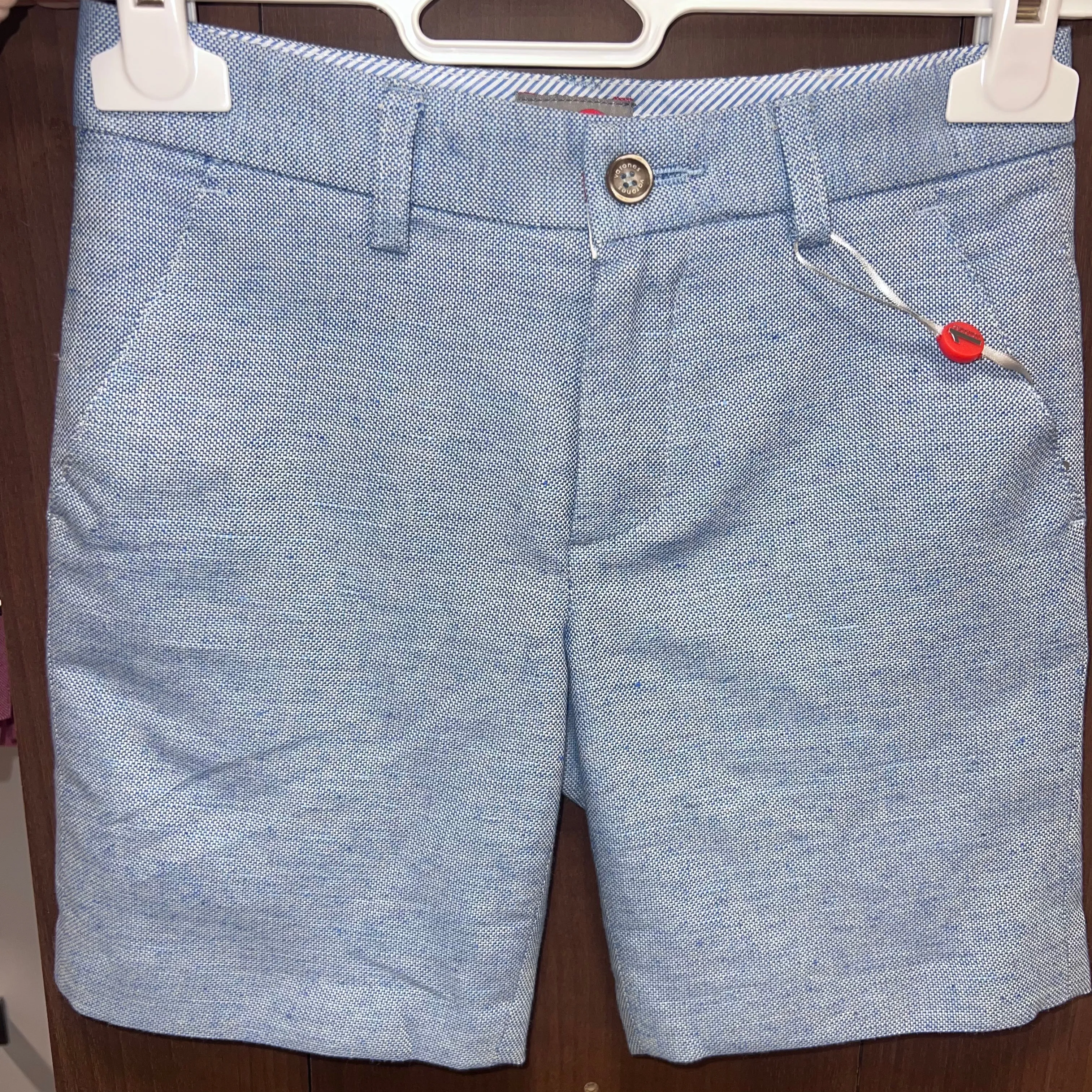 One Varones Boys Pale Blue Linen Shorts