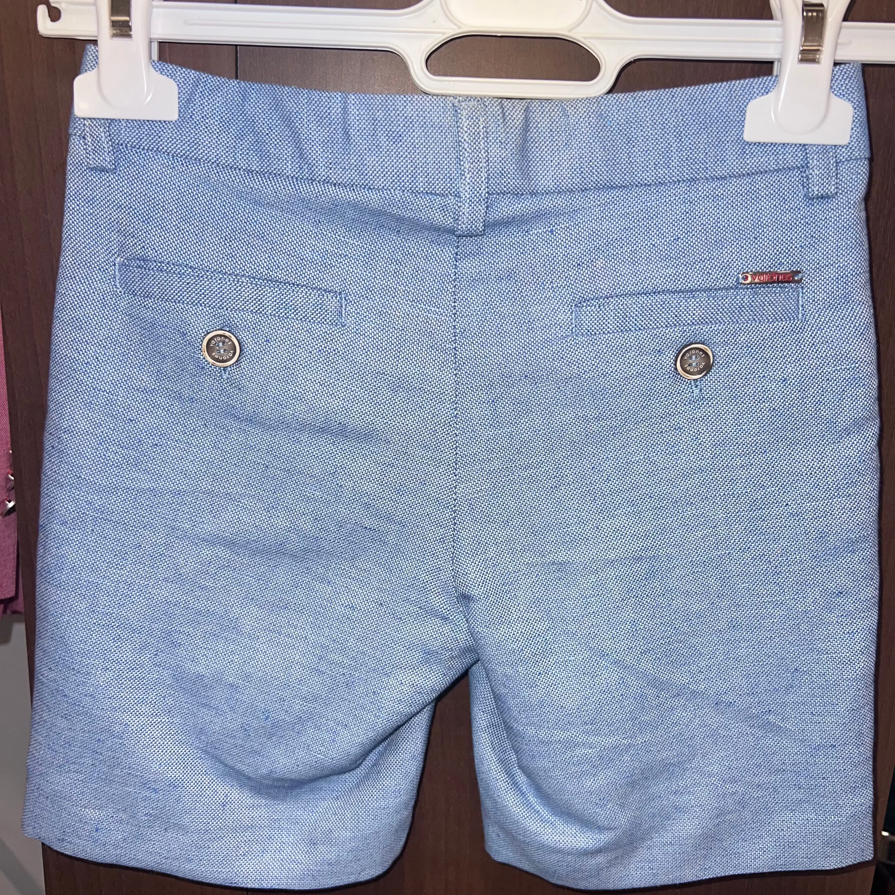 One Varones Boys Pale Blue Linen Shorts