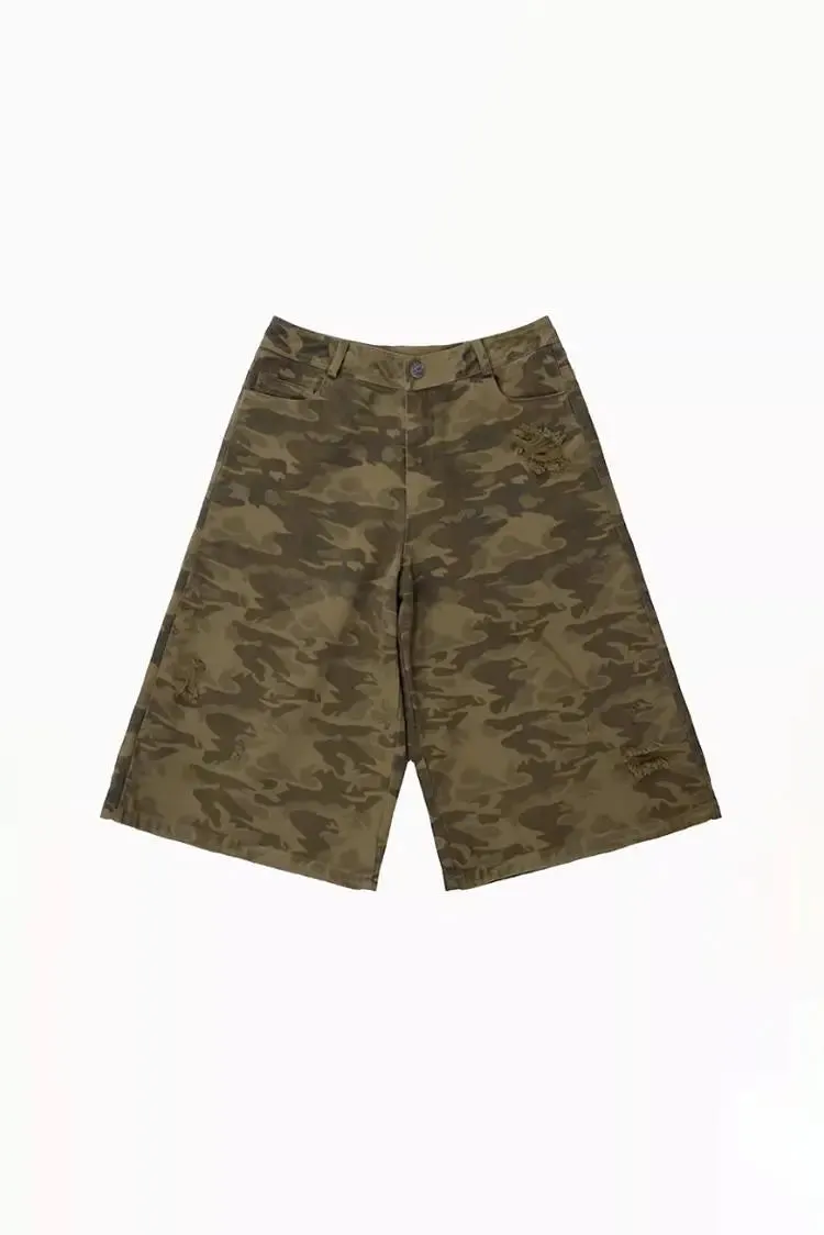 Oversized Camo Cargo Baggy Jorts