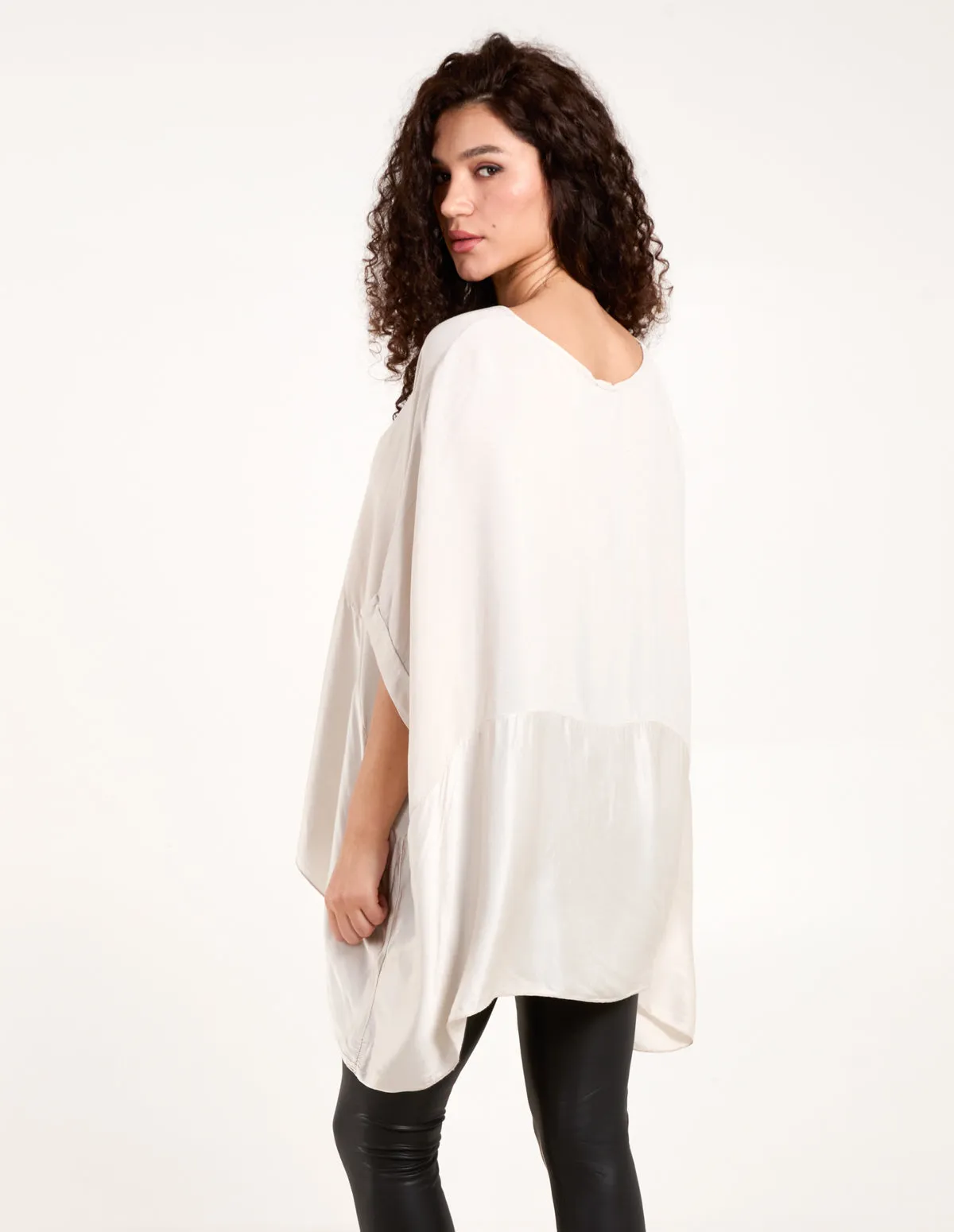 Oversized Round Neck Contrast Top