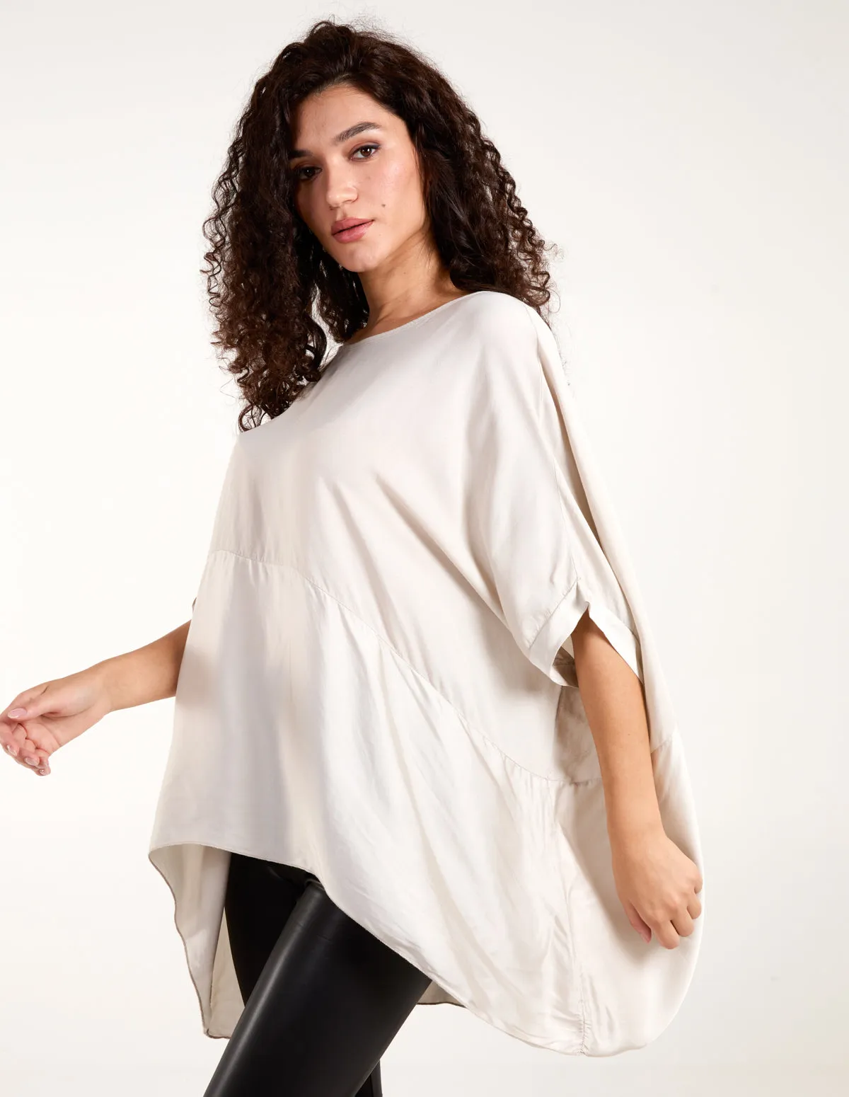 Oversized Round Neck Contrast Top