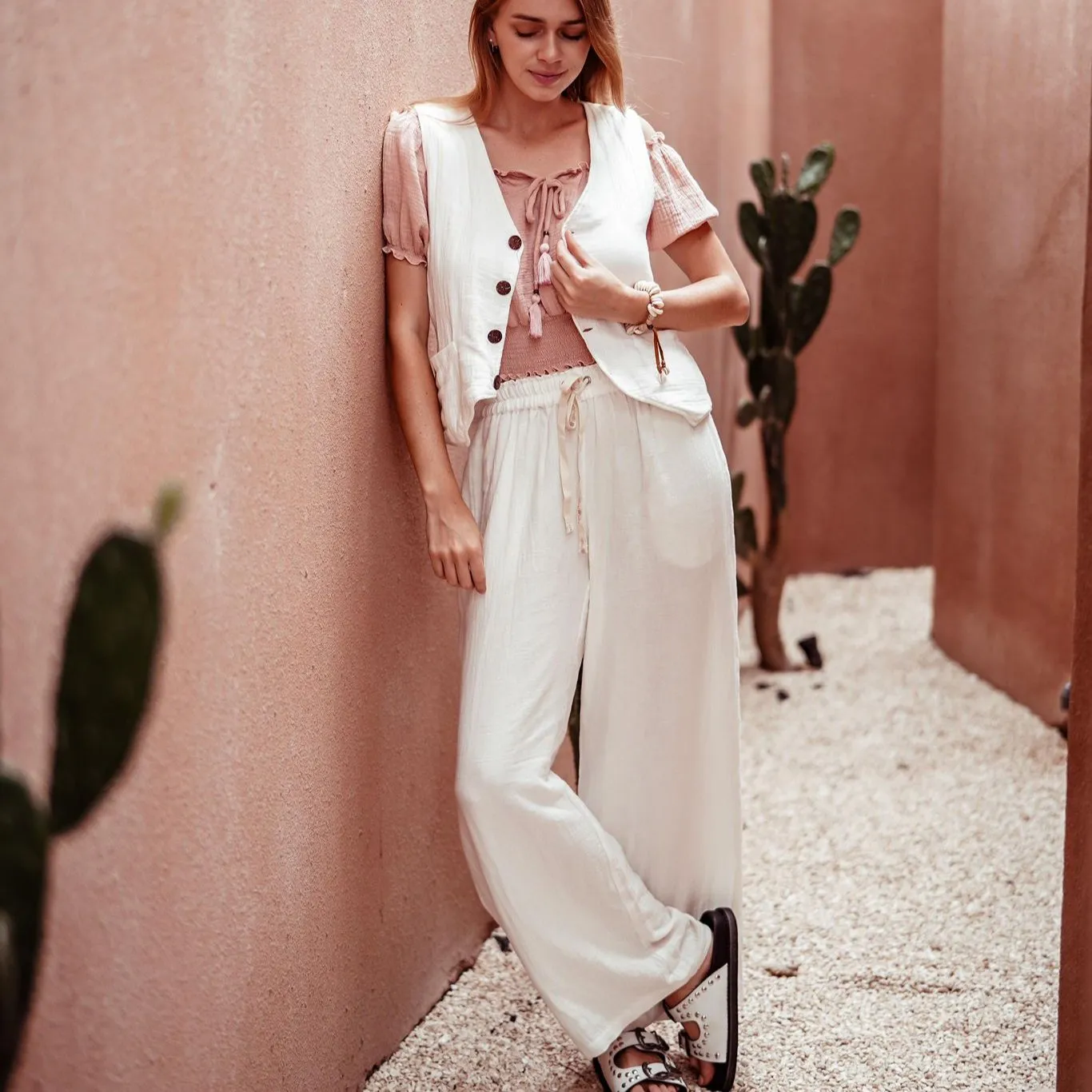 Palazzo Pant - White