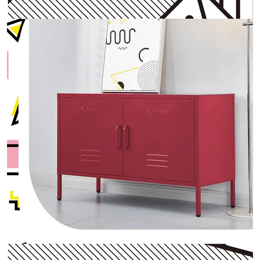 Pink Metal Buffet Sideboard w/Storage, Cold Rolled Steel - ArtissIn