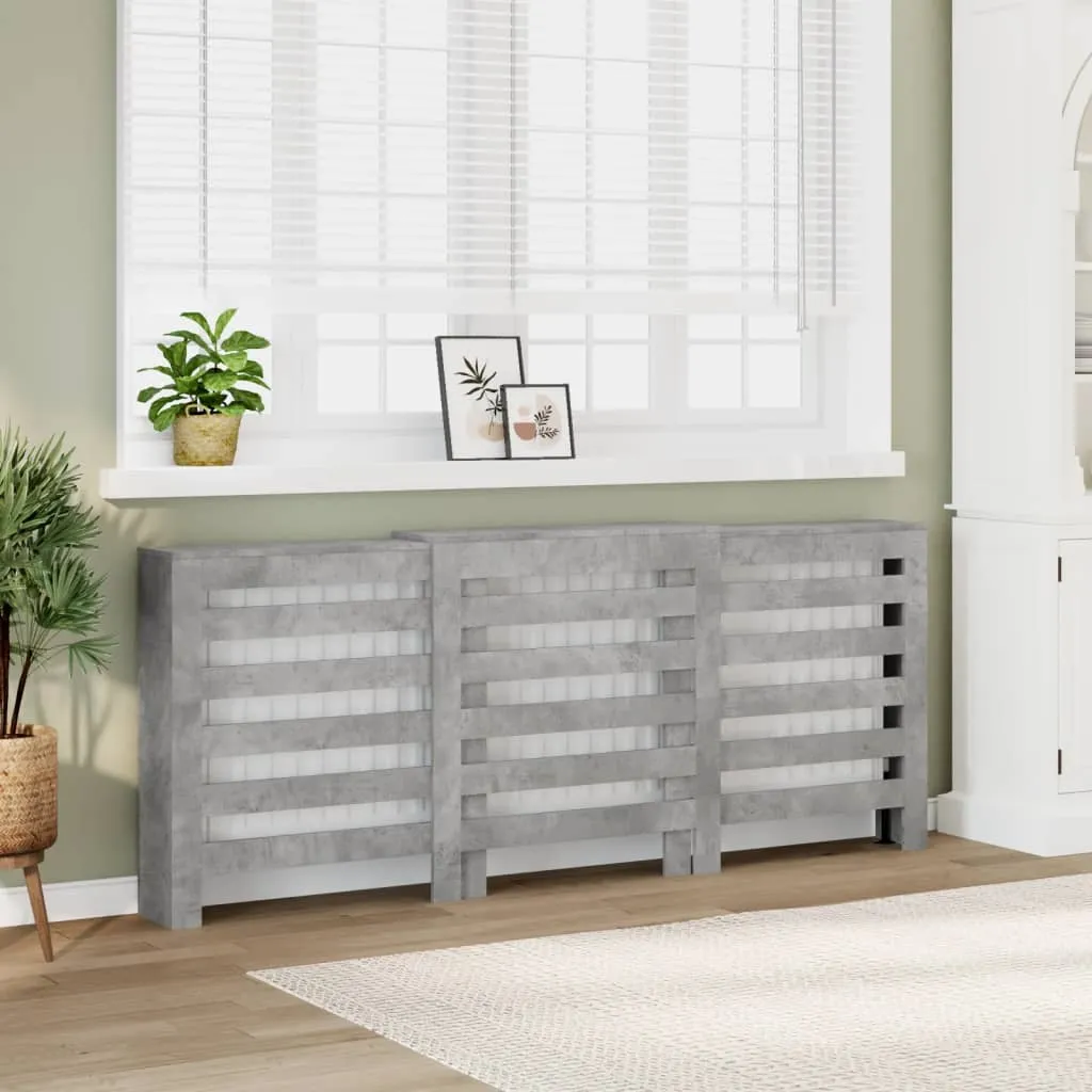 Radiator Cover Concrete Grey 205x21.5x83.5 cm Engineered Wood