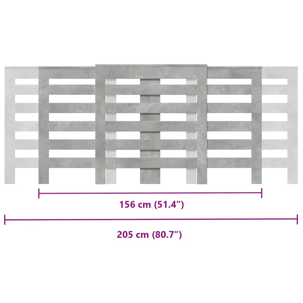 Radiator Cover Concrete Grey 205x21.5x83.5 cm Engineered Wood