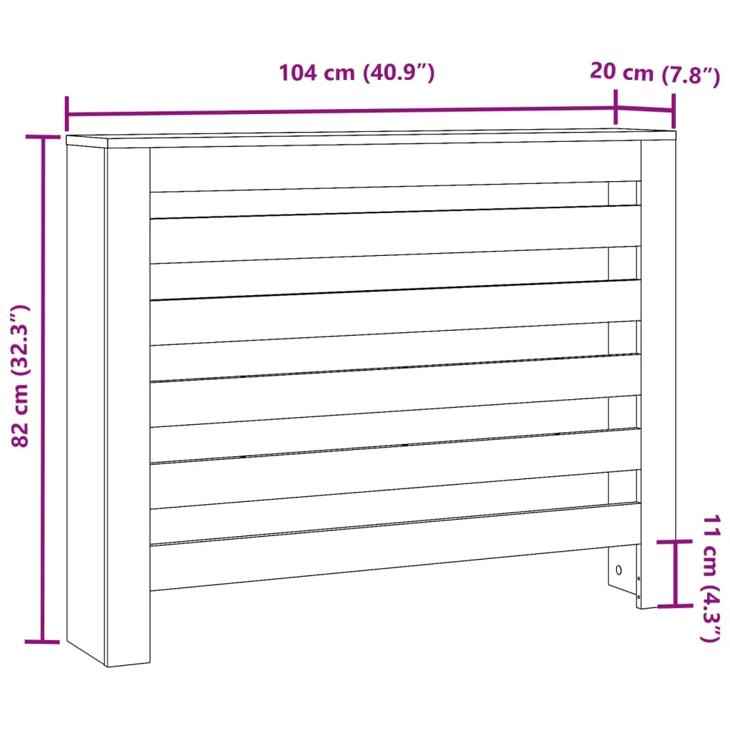 Radiator Cover Grey Sonoma 104x20x82 cm Engineered Wood