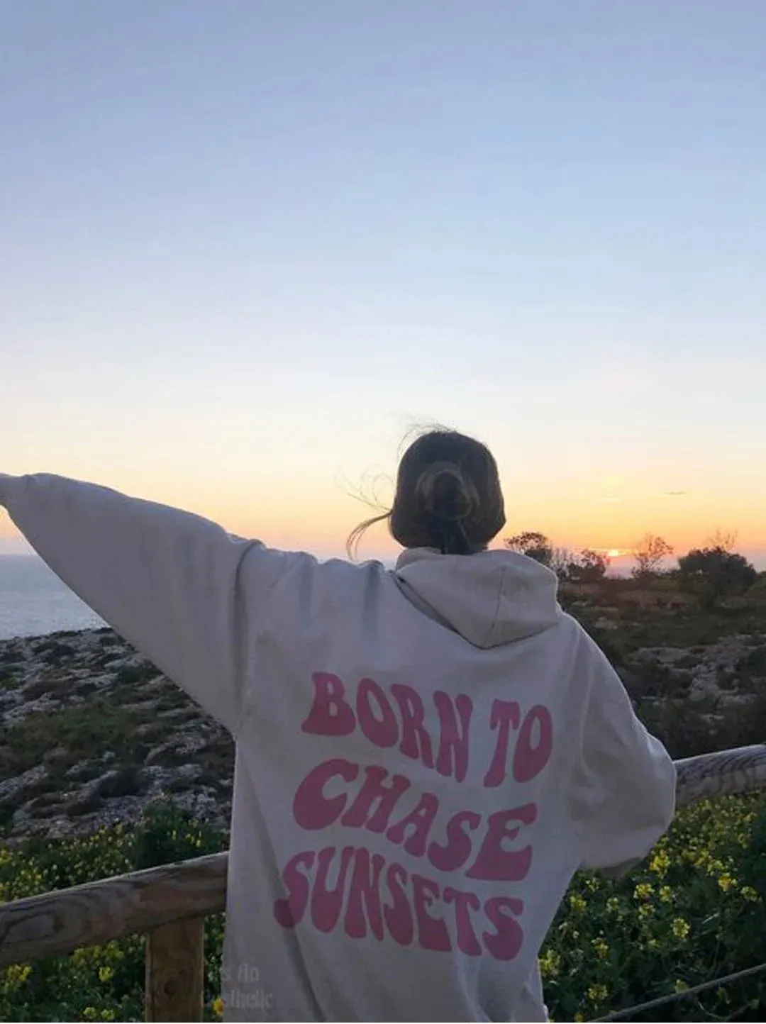 SXV  'Born to chase sunsets’ Printed Cool Aesthetic Sweatshirt Hoodie