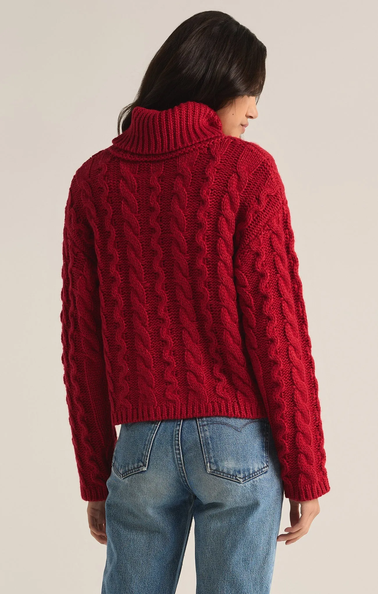 Tied To You Cable Knit Turtleneck Sweater