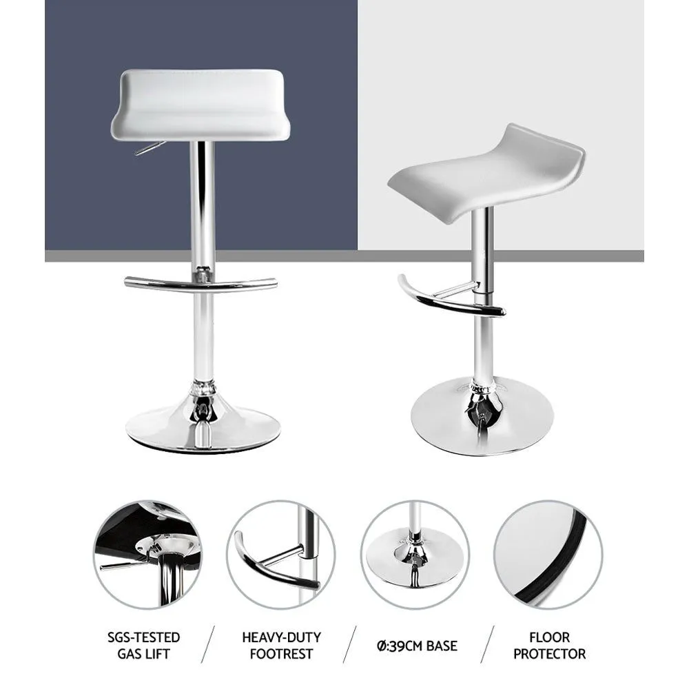 Two Bar Stools Adjustable Gas Lift Chairs White