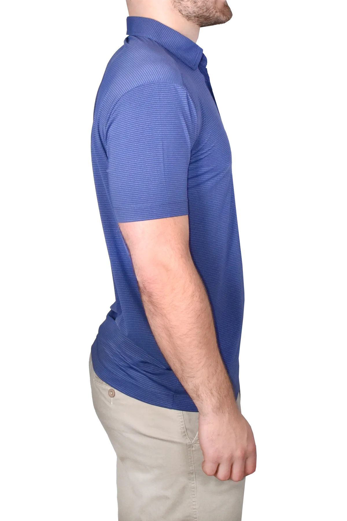 Two Tone Stretch Polo, Slate Blue