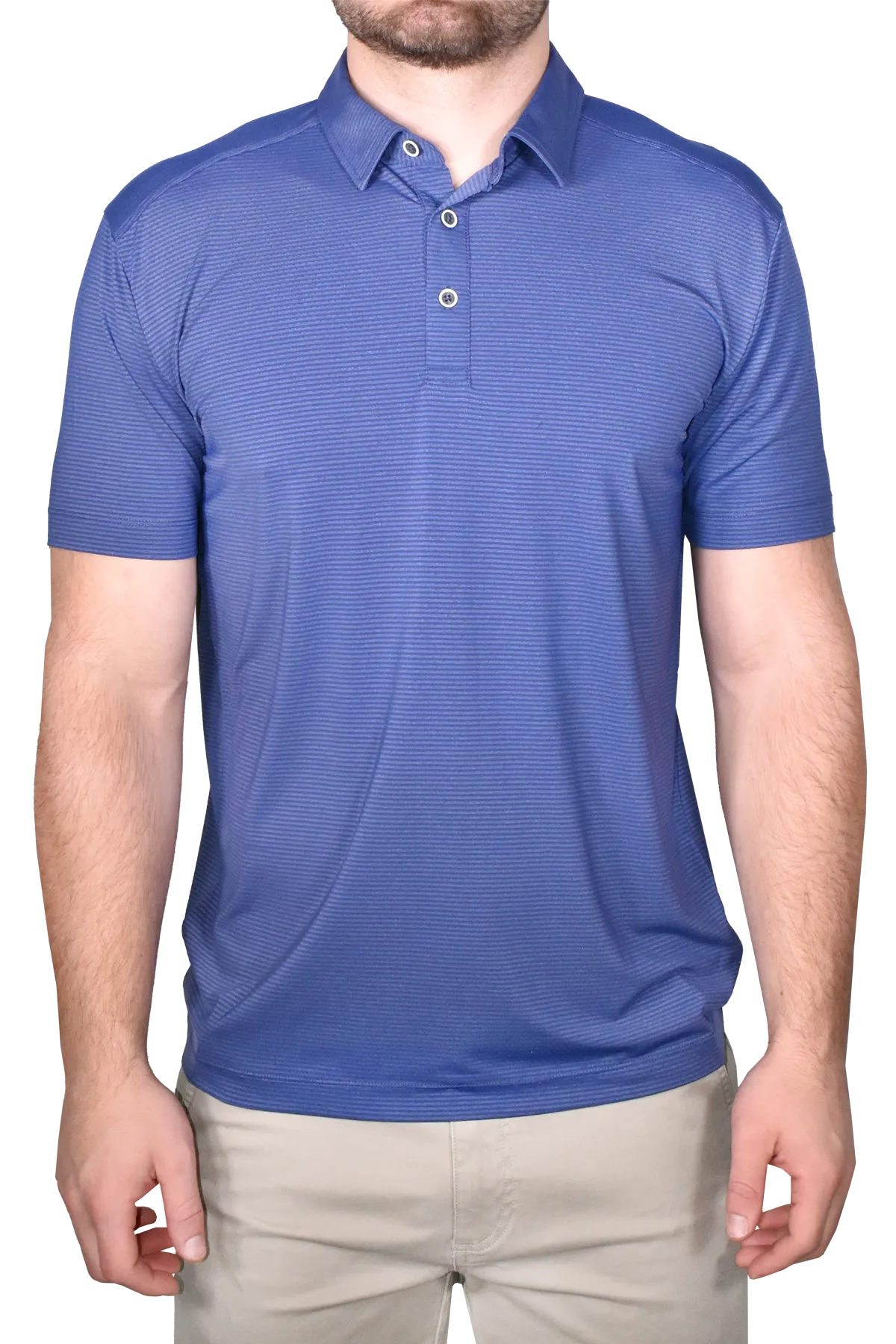 Two Tone Stretch Polo, Slate Blue