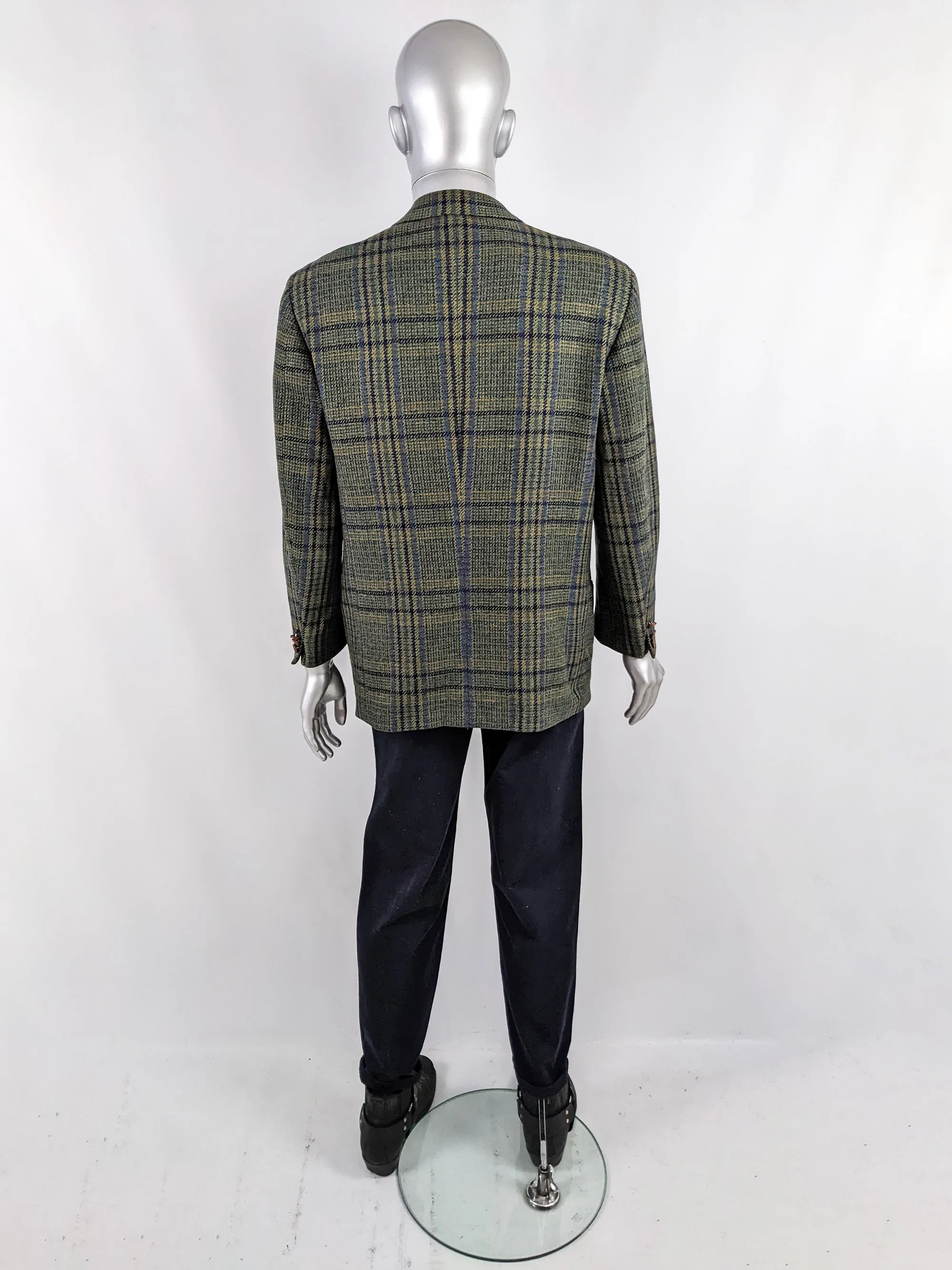 Valentino Vintage Virgin Wool Shoulder Pads Tweed Blazer, 1980s