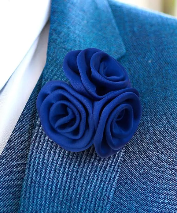 Vittorio Vico Unisex Trio Cluster Satin Flower Lapel Pin