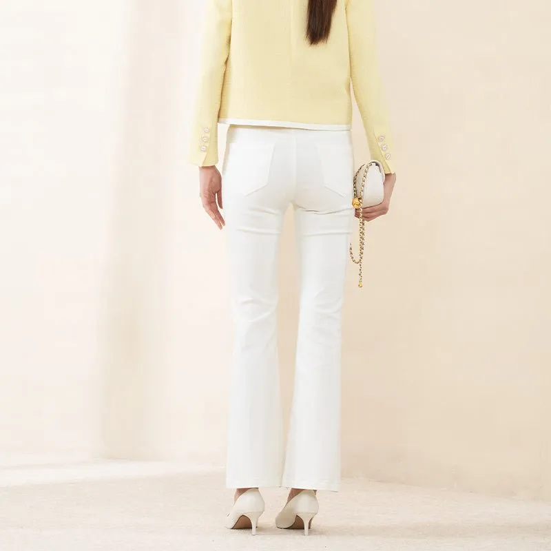 White Slim Boot Cut Pants