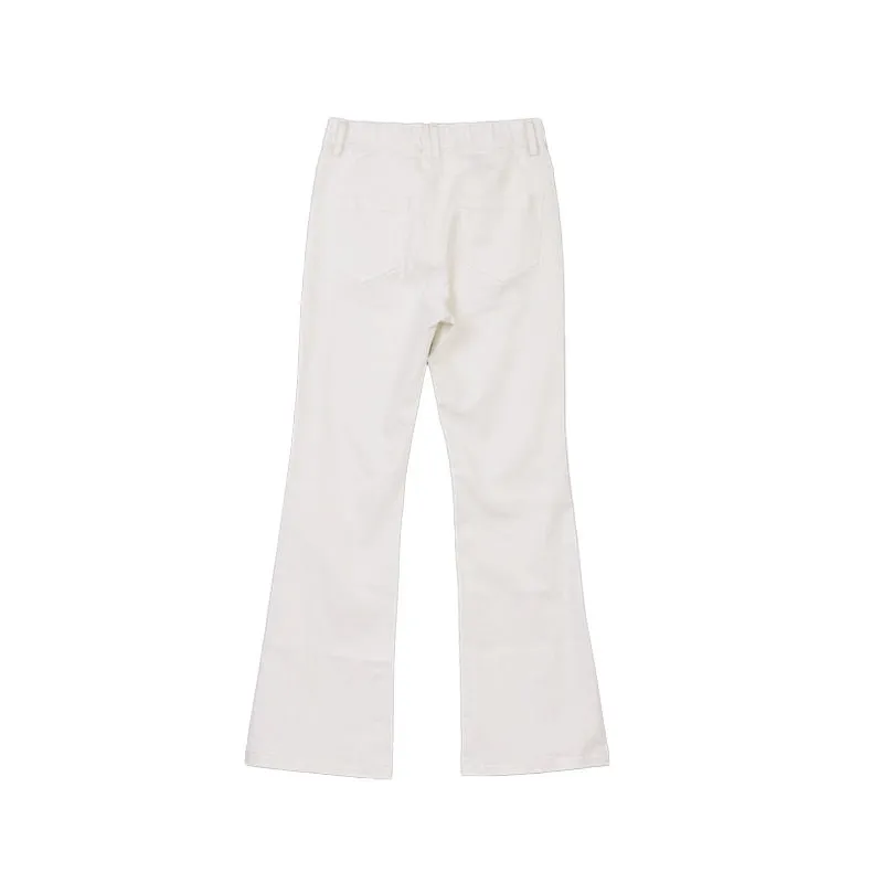 White Slim Boot Cut Pants