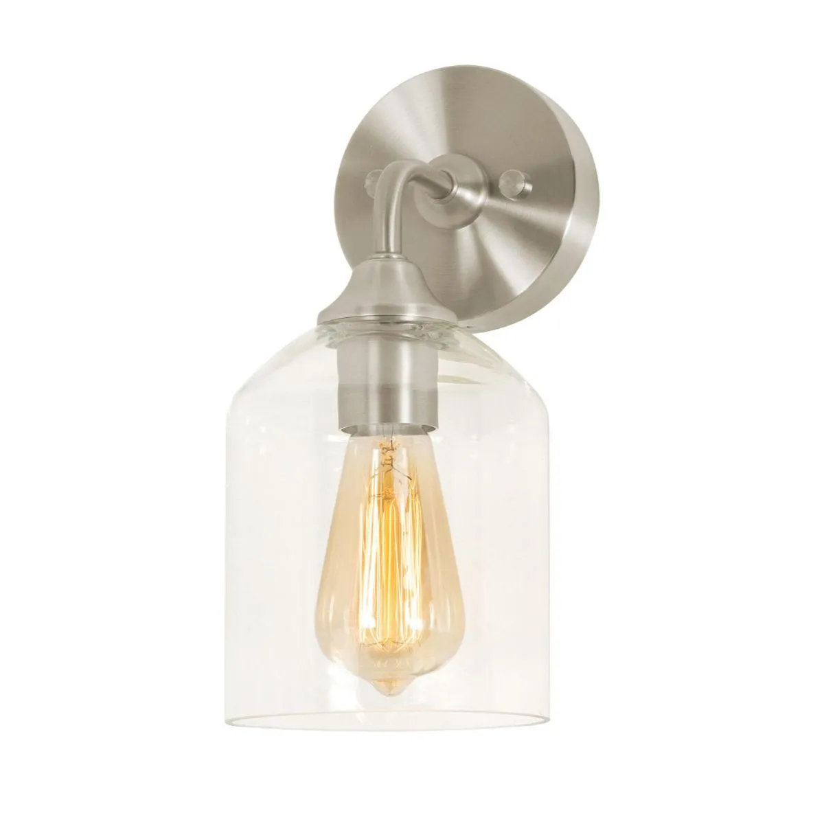 William 12 In. Armed Sconce Satin Nickel Finish