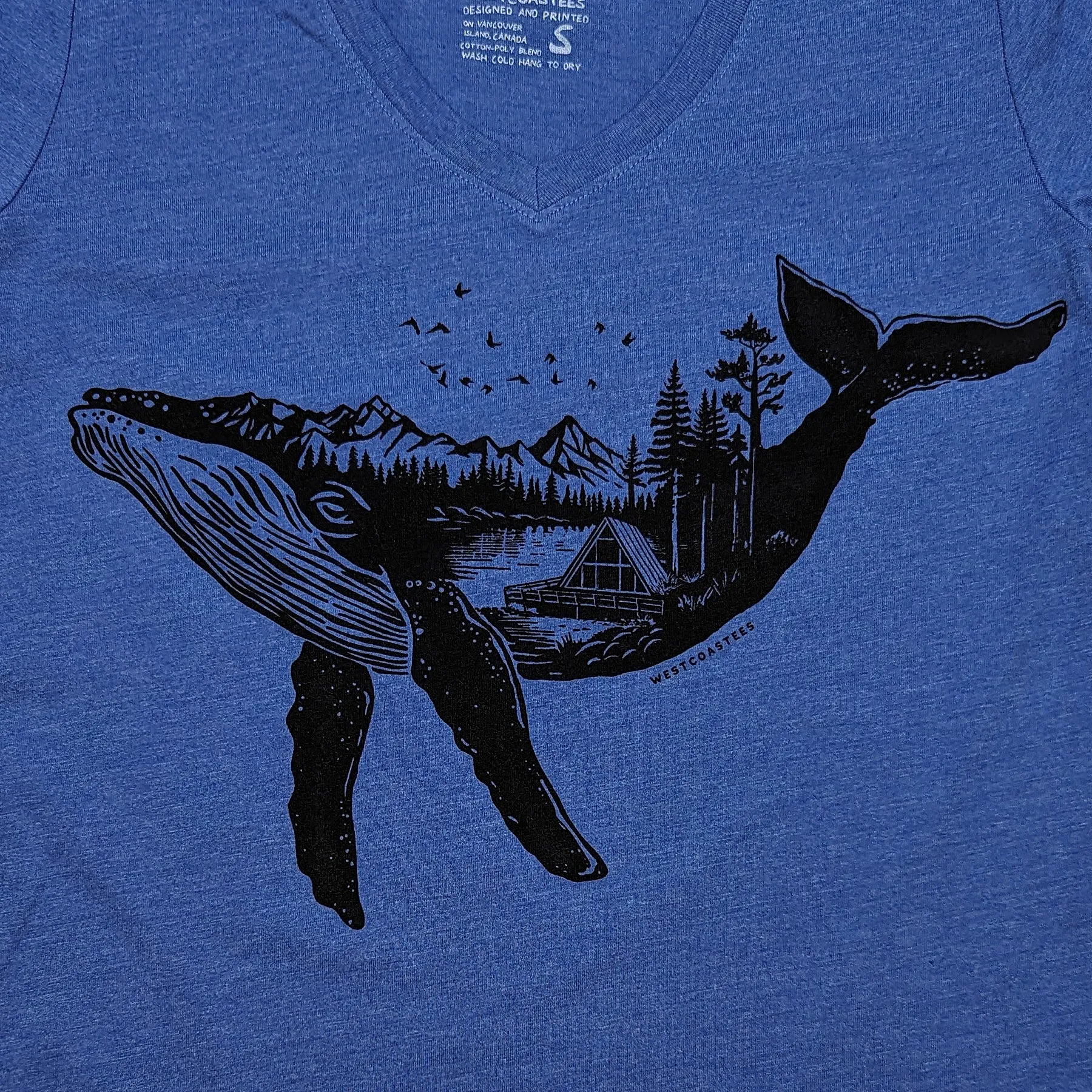 Women's A-Frame Whale V-neck T-shirt