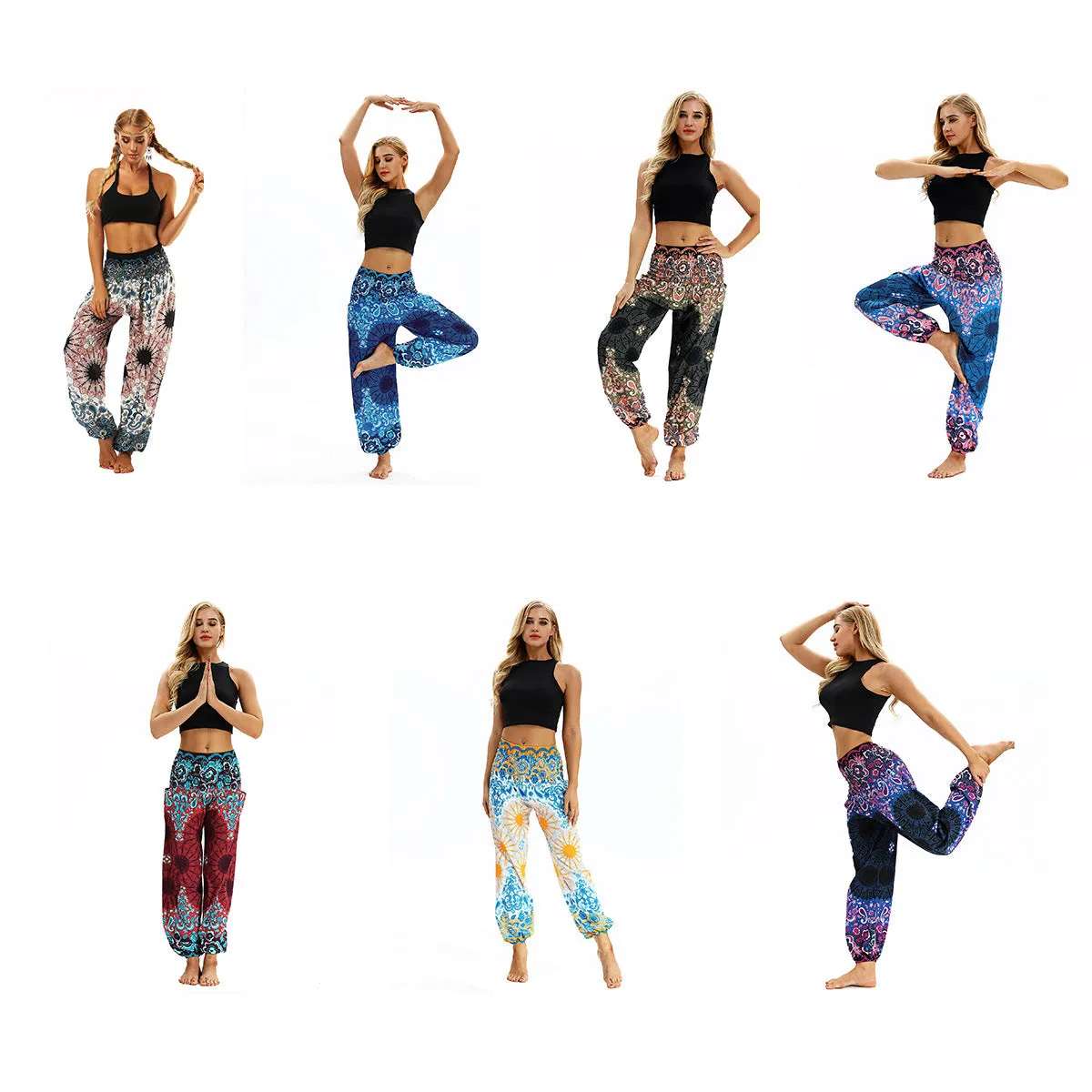 Women's Floral Digital Printing Sports Yoga Summer Breathable Comfortable Pants