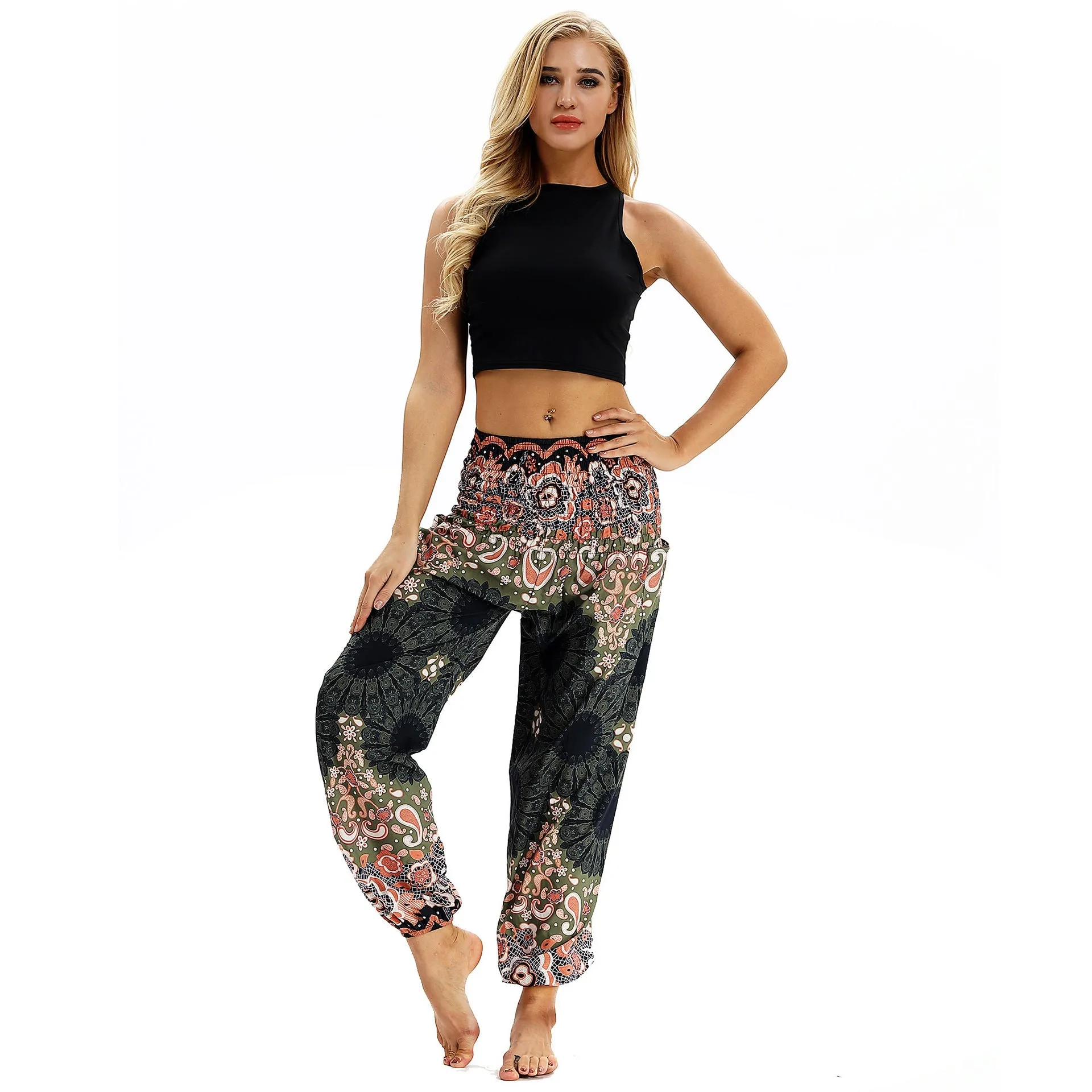 Women's Floral Digital Printing Sports Yoga Summer Breathable Comfortable Pants