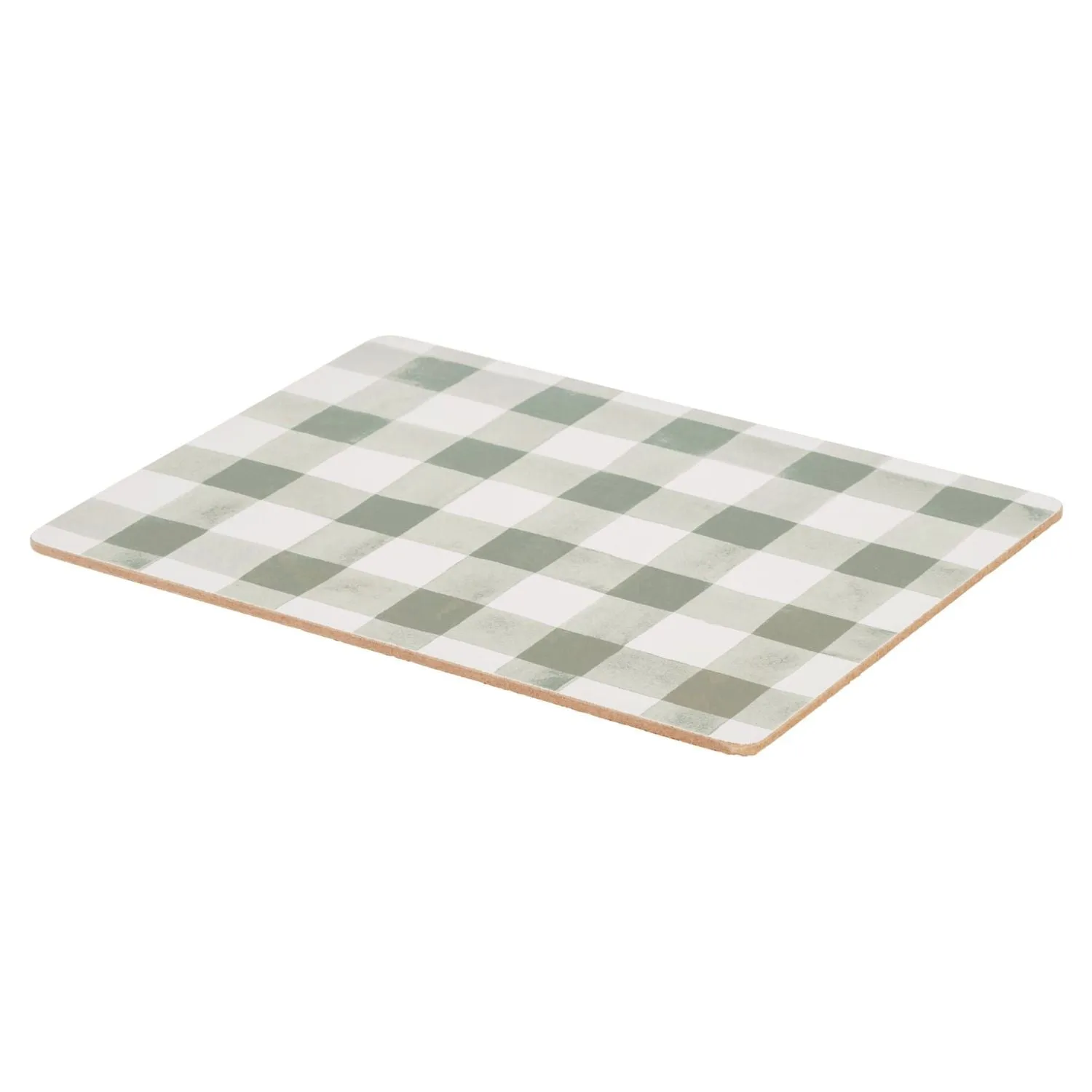 Woodbury Lane 4 Set of Gingham Green Cork Placemats