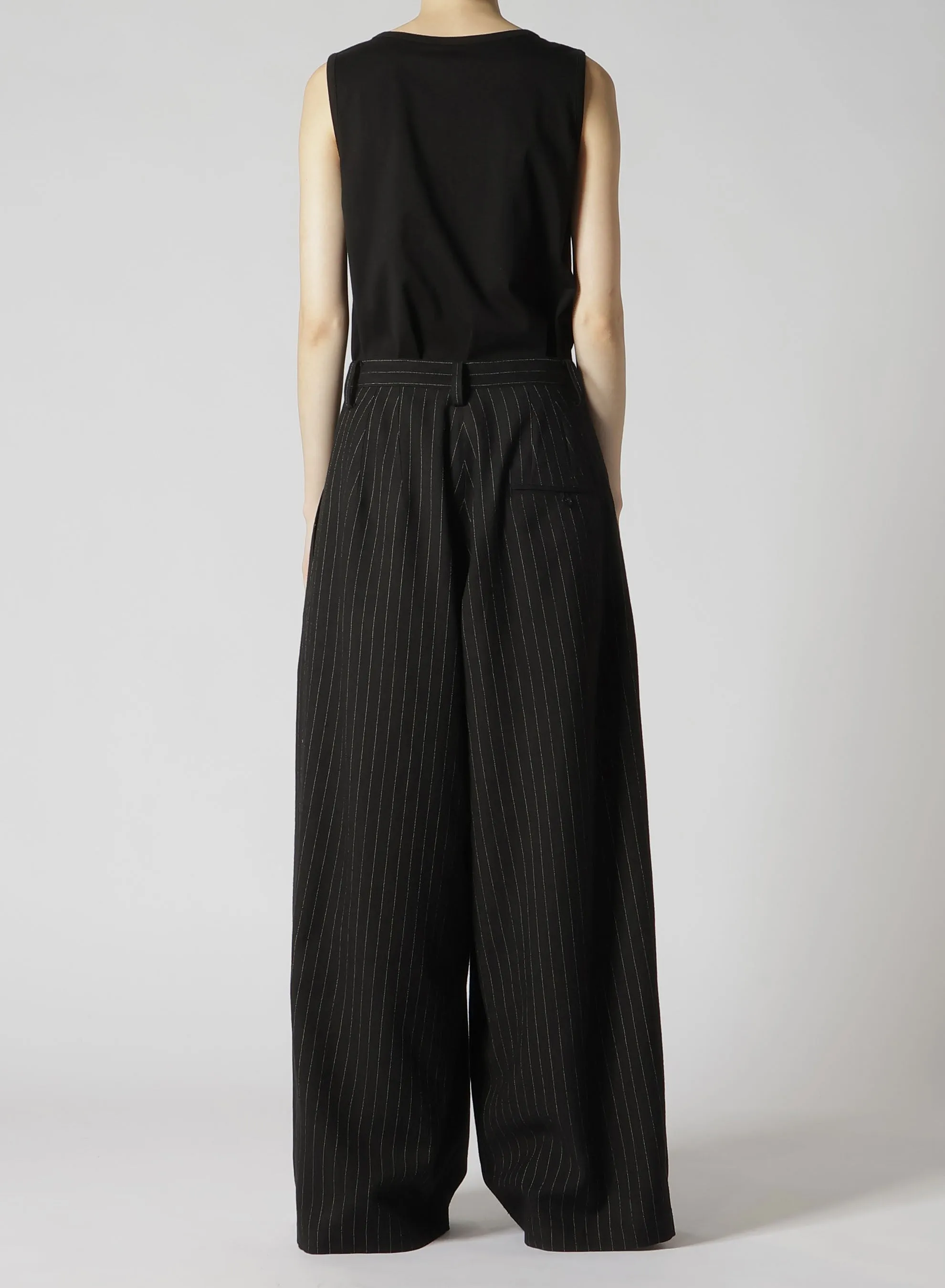 WOOL STRIPE DOUBLE TUCK WIDE PANTS