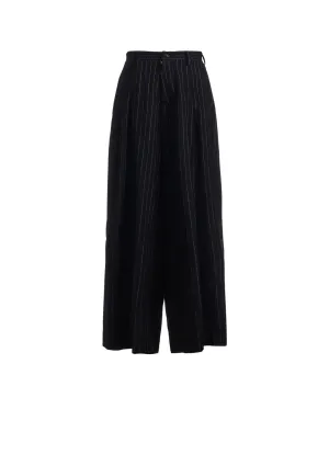 WOOL STRIPE DOUBLE TUCK WIDE PANTS