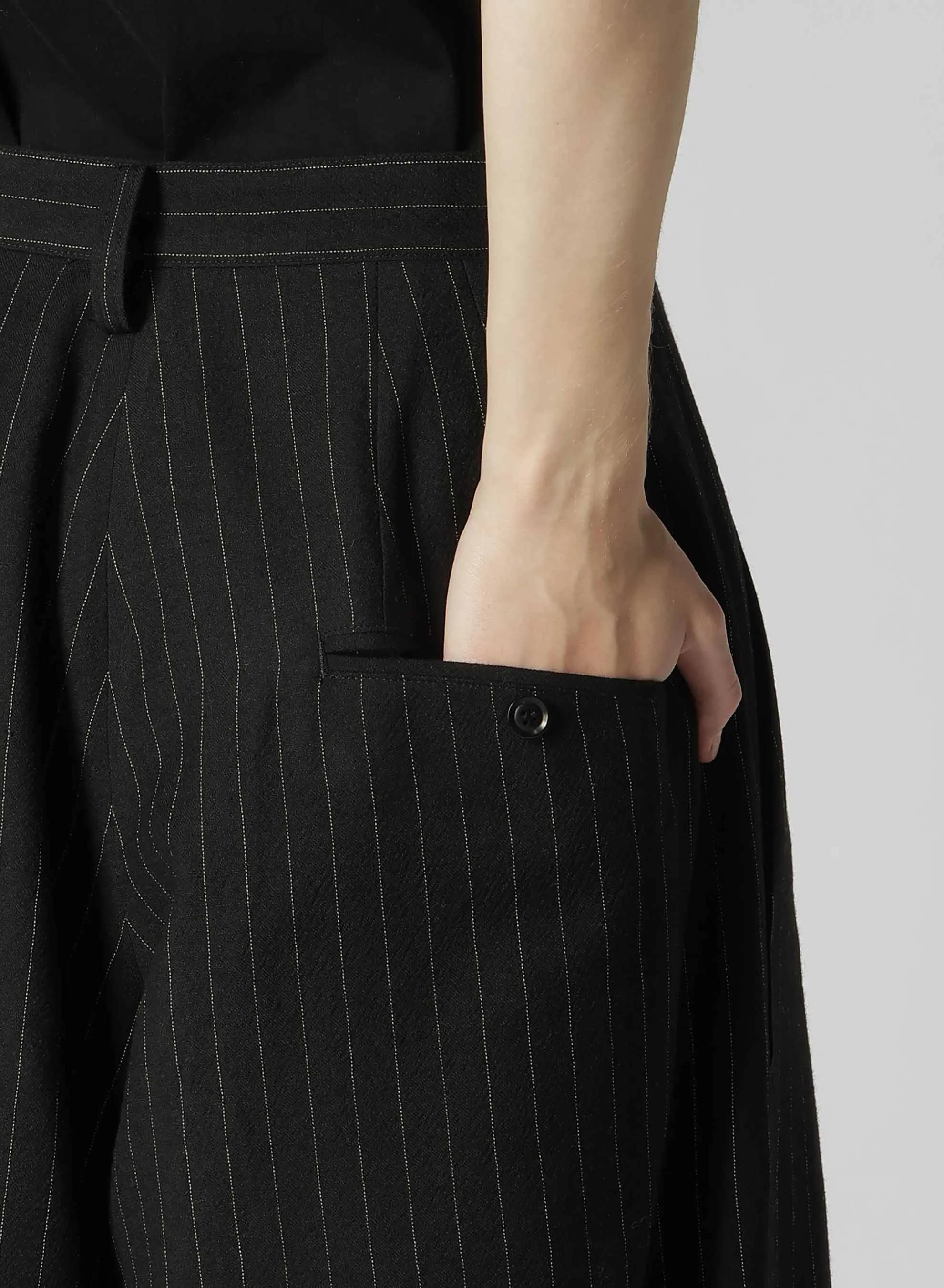 WOOL STRIPE DOUBLE TUCK WIDE PANTS