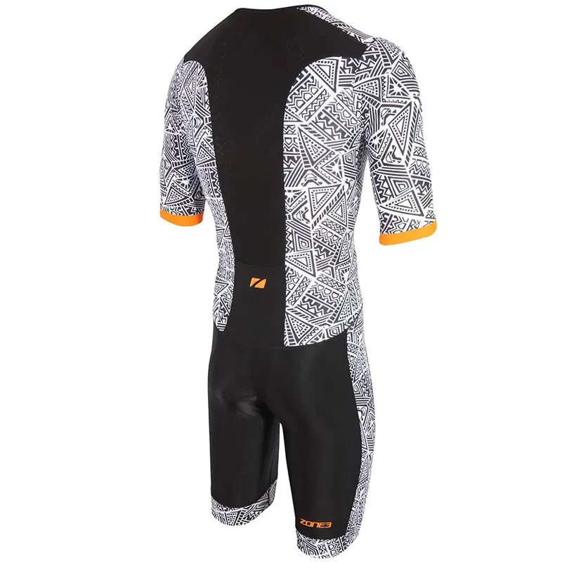 Zone3 - Men's Activate  Kona Speed Short Sleeve Full Zip Trisuit - Black/White