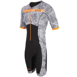 Zone3 - Men's Activate  Kona Speed Short Sleeve Full Zip Trisuit - Black/White