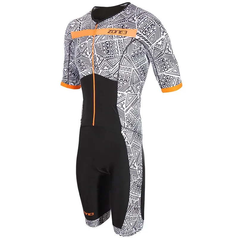 Zone3 - Men's Activate  Kona Speed Short Sleeve Full Zip Trisuit - Black/White